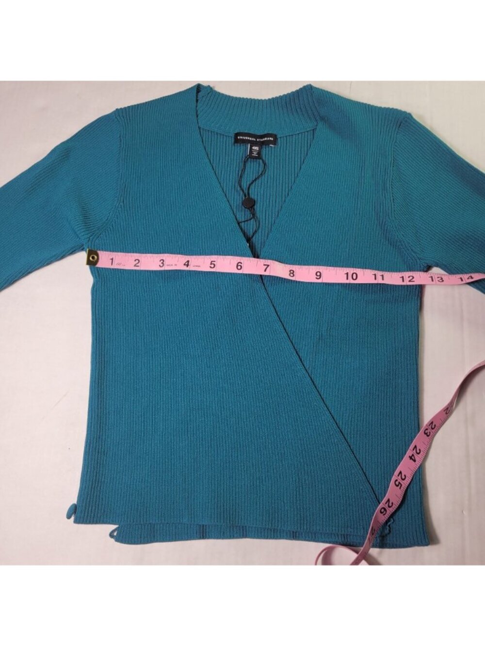 Universal Standard Teal Ribbed Open Front Cardigan Sweater 4XS (X-Small) - Picture 5 of 8